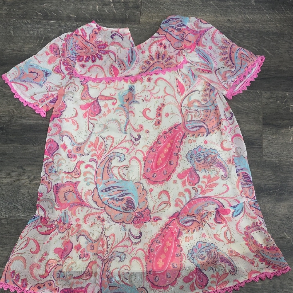 Imoga Pink and Blue Paisley Kids Dress